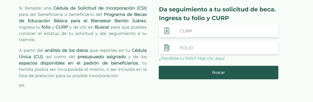Consultar Resultados Cédula de Solicitud de Incorporación Becas Benito Juárez