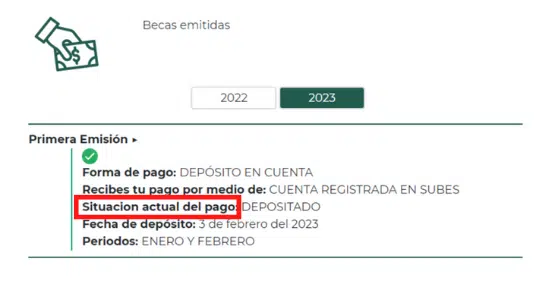 Sección de Situación Actual de Pago en el Buscador de Estatus
