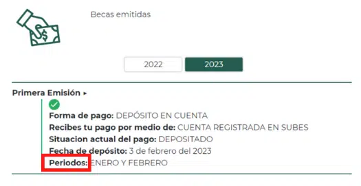 Sección de Períodos en el Buscador de Estatus